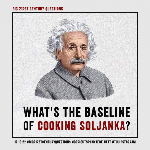 Big 21rst Century Questions What's the baseline of cooking Soljanka? 12.10.22 #Big21rstCenturyQuestions #GerichtspunkteDE #TTT #Tulipstagram
